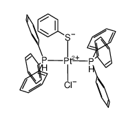 反式-[氯(苯硫基)双(三苯基膦)合铂(II)] 结构式