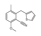 6-甲氧基-3-甲基-2-(噻吩-2-基甲基)苯甲腈 结构式
