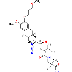 (αS,γS,δS,ζS)-N-(3-氨基-2,2-二甲基-3-氧代丙基)-δ-叠氮-γ-羟基-4-甲氧基-3-(3-甲氧基丙氧基)-α,ζ-二异丙基-苯辛酰胺 结构式