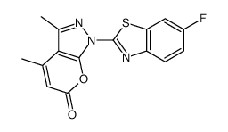 1-(6-氟-2-苯并噻唑基)-3,4-甲基吡喃并[2,3-c]吡唑-6(1H)-酮 结构式