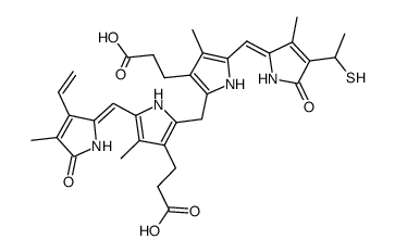 21H-Biline-8,12-dipropanoic acid, 3-ethenyl-1,10,19,22,23,24-hexahydro-18-(1-mercaptoethyl)-2,7,13,17-tetramethyl-1,19-dioxo- (9CI) 结构式
