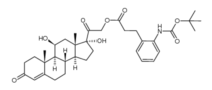 Pregn-4-ene-3,20-dione, 21-[3-[2-[[(1,1-dimethylethoxy)carbonyl]amino]phenyl]-1-oxopropoxy]-11,17-dihydroxy-, (11β)- 结构式