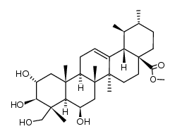 (2α,3β,4α,6β)-2,3,6,23-四羟基乌苏-12-烯-28-酸甲酯 结构式