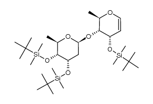 1,5-脱水-2,6-二脱氧-4-O-[2,6-二脱氧-3,4-双-O-[(1,1-二甲基乙基)二甲基硅基]-β-D-核糖-吡喃糖基]-3-O-[(1,1-二甲基乙基)二甲基硅基]-D-核糖-己-1-烯糖醇 结构式