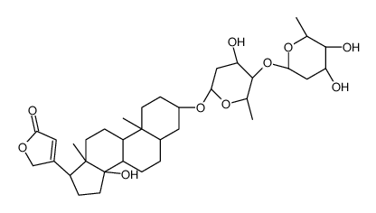3β-[[2,6-二脱氧-4-O-(2,6-二脱氧-β-D-核糖-吡喃己糖基)-β-D-核糖-吡喃己糖基]氧基]-14-羟基-5β-心甾-20(22)-烯内酯 结构式