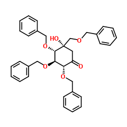 (2R,3S,4S,5S)-5-羟基-2,3,4-三(苄氧基)-5-[(苄氧基)甲基]-环己酮 结构式