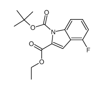 4-氟吲哚-1,2-二羧酸-1-叔丁酯-2-乙酯 结构式