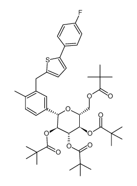 (1S)-1,5-脱水-1-C-[3-[[5-(4-氟苯基)-2-噻吩基]甲基]-4-甲基苯基]-D-山梨糖醇 2,3,4,6-四(2,2-二甲基丙酸酯) 结构式