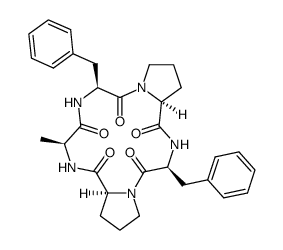 环(L-丙氨酰-L-苯丙氨酰-L-脯氨酰-L-苯丙氨酰-L-脯氨酰) 结构式