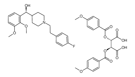 (S)-α-(2,3-二甲氧基苯基)-1-[2-(4-氟苯基)乙基]-4-哌啶甲醇 (2S,3S)-(+)-二对甲氧基苯甲酰酒石酸盐 结构式