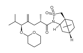 1-Heptanone, 2,6-dimethyl-4-methylene-1-[(3aS,6R,7aR)-tetrahydro-8,8-dimethyl-2,2-dioxido-3H-3a,6-methano-2,1-benzisothiazol-1(4H)-yl]-5-[(tetrahydro-2H-pyran-2-yl)oxy]-, (2S,5S)- 结构式