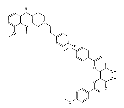 (R)-α-(2,3-二甲氧基苯基)-1-[2-(4-氟苯基)乙基]-4-哌啶甲醇 (2S,3S)-(+)-二对甲氧基苯甲酰酒石酸盐 结构式