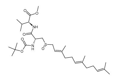 L-Valine, N-[N-[(1,1-dimethylethoxy)carbonyl]-3-[(3,7,11-trimethyl-2,6,10-dodecatrienyl)sulfinyl]-L-alanyl]-, methyl ester, [R-(E,E)]- (9CI) 结构式