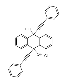 1-氯-9,10-双(2-苯乙炔基)-9,10-二氢蒽-9,10-二醇 结构式