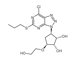 (1S,2S,3R,5S)-3-(7-氯-5-(丙硫基)-3H-[1,2,3]三唑并[4,5-d]嘧啶-3-基)-5-(2-羟基乙氧基)环戊烷-1,2-二醇 结构式