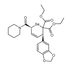 2H-Selenin-2,2-dicarboxylic acid, 3-(1,3-benzodioxol-5-yl)-3,6-dihydro-6-(1-piperidinylcarbonyl)-, diethyl ester, cis- (9CI) 结构式
