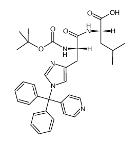 Nα-(叔丁氧羰基)-Nτ-(二苯基(吡啶-4-基)甲基)-L-组氨酰-L-亮氨酸 结构式