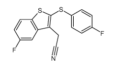 Benzo[b]thiophene-3-acetonitrile, 5-fluoro-2-[(4-fluorophenyl)thio]- 结构式