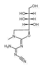 Guanidine, cyano[(5S)-3-methyl-5-[(1S,2R,3R)-1,2,3,4-tetrahydroxybutyl]-2-oxazolidinylidene]- (9CI) 结构式