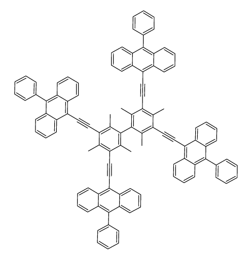 Anthracene, 9,9',9'',9'''-[(2,2',4,4',6,6'-hexamethyl[1,1'-biphenyl]-3,3',5,5'-tetrayl)tetra-2,1-ethynediyl]tetrakis[10-phenyl- 结构式
