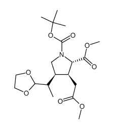 1-(叔丁基) 2-甲基 (2S,3S,4S)-4-((S)-1-(1,3-二氧戊环-2-基)乙基)-3-(2-甲氧基-2-氧代乙基)吡咯烷-1,2-二羧酸酯 结构式
