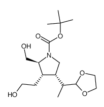 叔丁基 (2S,3S,4S)-4-((S)-1-(1,3-二氧戊环-2-基)乙基)-3-(2-羟乙基)-2-(羟甲基)吡咯烷-1-羧酸酯 结构式