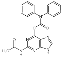 N2-乙酰-O6-(二苯基氨甲酰)鸟嘌呤 结构式