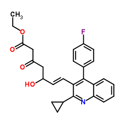 (E)-7-[2-环丙基-4-(4-氟苯基)-3-喹啉基]-5-羟基-3-氧代-6-庚烯酸乙酯 结构式