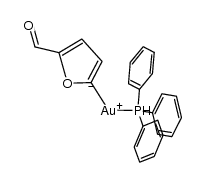 (5-甲酰基呋喃-2-基)(三苯基-λ5-磷烷基)金 结构式