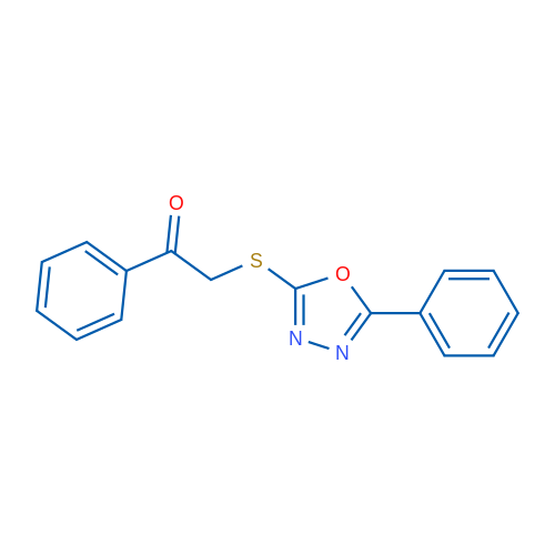1-phenyl-2-[(5-phenyl-1,3,4-oxadiazol-2-yl)sulfanyl]ethanone 结构式