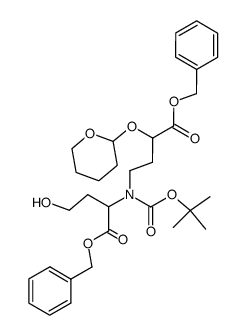 N-叔丁氧羰基-N-[4-氧代-4-(苄氧基)-3-(四氢吡喃-2-基氧基)丁基]-L-高丝氨酸苄酯 结构式
