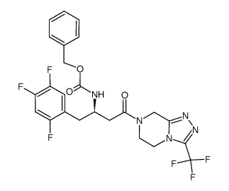 Carbamic acid, N-[(1R)-3-[5,6-dihydro-3-(trifluoromethyl)-1,2,4-triazolo[4,3-a]pyrazin-7(8H)-yl]-3-oxo-1-[(2,4,5-trifluorophenyl)methyl]propyl]-, phenylmethyl ester 结构式