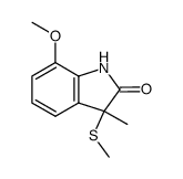 1,3-二氢-7-甲氧基-3-甲基-3-(甲硫基)-2H-吲哚-2-酮 结构式
