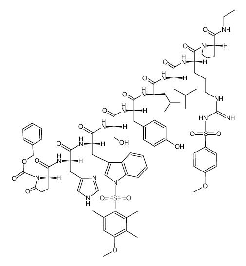 Z-pGlu-His-Trp(Mtr)-Ser-Tyr-D-Leu-Leu-Arg(Mbs)-Pro-NH-C2H5 结构式