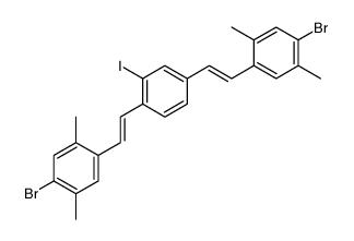 1-溴-4-[2-[4-[2-(4-溴-2,5-二甲基苯基)乙烯基]-2-碘苯基]乙烯基]-2,5-二甲基苯 结构式