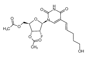 5-(5-羟基戊-1(E)-烯基)-1-(3,5-二乙酰基-2-氟-2-脱氧-1-β-D-呋喃核糖基)尿嘧啶 结构式