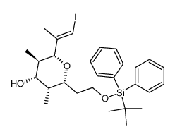 (2R,3R,4S,5R,6R)-2-(2-((叔丁基二苯基硅基)氧基)乙基)-6-((E)-1-碘丙-1-烯-2-基)-3,5-甲基四氢-2H-吡喃-4-醇 结构式