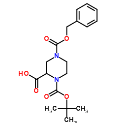 1-叔丁氧羰基-4-苄氧羰基-2-哌嗪羧酸 结构式