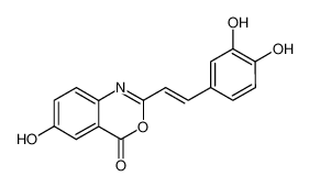 2-[(E)-2-(3,4-二羟基苯基)乙烯基]-6-羟基苯并[d][1,3]恶嗪-4-酮 结构式