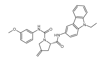 (2S)-N2-(9-乙基-9H-咔唑-3-基)-N1-(3-甲氧基苯基)-4-亚甲基-1,2-吡咯烷二甲酰胺 结构式
