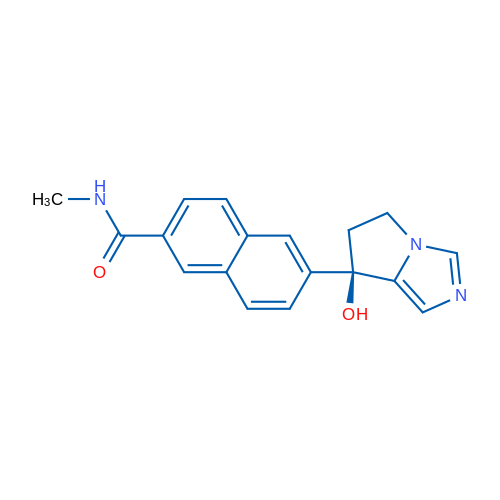 6-[7(R)-羟基-6,7-二氢-5H-吡咯并[1,2-C]咪唑-7-基]-N-甲基-2-萘甲酰胺 结构式