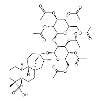 13-O-[β-D-七乙酰基槐糖基]-对映-贝壳杉烯-19-酸 结构式