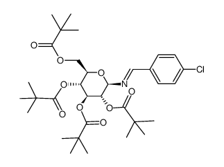 β-D-Glucopyranosylamine, N-[(4-chlorophenyl)methylene]-, 2,3,4,6-tetrakis(2,2-dimethylpropanoate), [N(E)]- 结构式