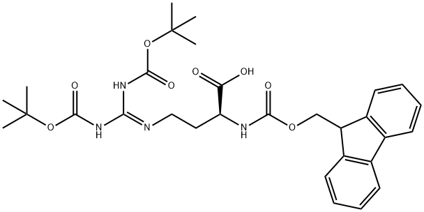 Fmoc-L-正精氨酸(Boc)2-OH 结构式