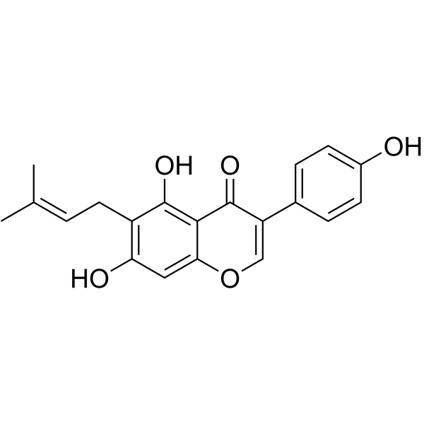 5,7,4'三羟基-6-异戊烯基异黄酮 结构式