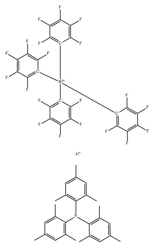 Borate(1-), tetrakis(2,3,4,5,6-pentafluorophenyl)-, hydrogen, compd. with tris(2,4,6-trimethylphenyl)phosphine (1:1:1) 结构式