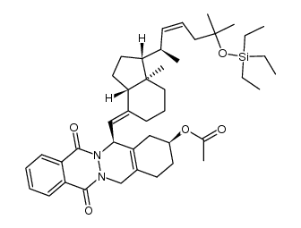 Phthalazino[2,3-b]phthalazine-5,14-dione, 9-(acetyloxy)-7-[[1-[1,5-dimethyl-5-[(triethylsilyl)oxy]-2-hexenyl]octahydro-7a-methyl-4H-inden-4-ylidene]methyl]-7,8,9,10,11,12-hexahydro-, [1R-[1α(1R*,2Z),3aβ,4E(7S*,9S*),7aα]]- (9CI) 结构式