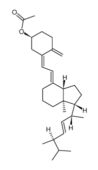 (3S,5Z,7E,14Xi,22E)-9,10-开环麦角甾-5,7,10,22-四烯-3-基乙酸酯 结构式