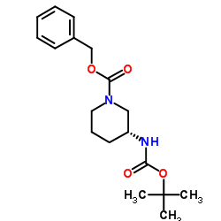(3R)-3-[(叔丁氧羰基)氨基]哌啶-1-甲酸苄酯 结构式