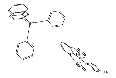 [Pt(2,6-(Ph2PCH2)2C6H3)(NH2(C6H4Me-p))]BPh4 结构式